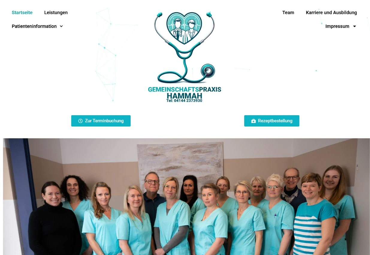 Website der Gemeinschaftspraxis Hammah – Webdesign von Artitech